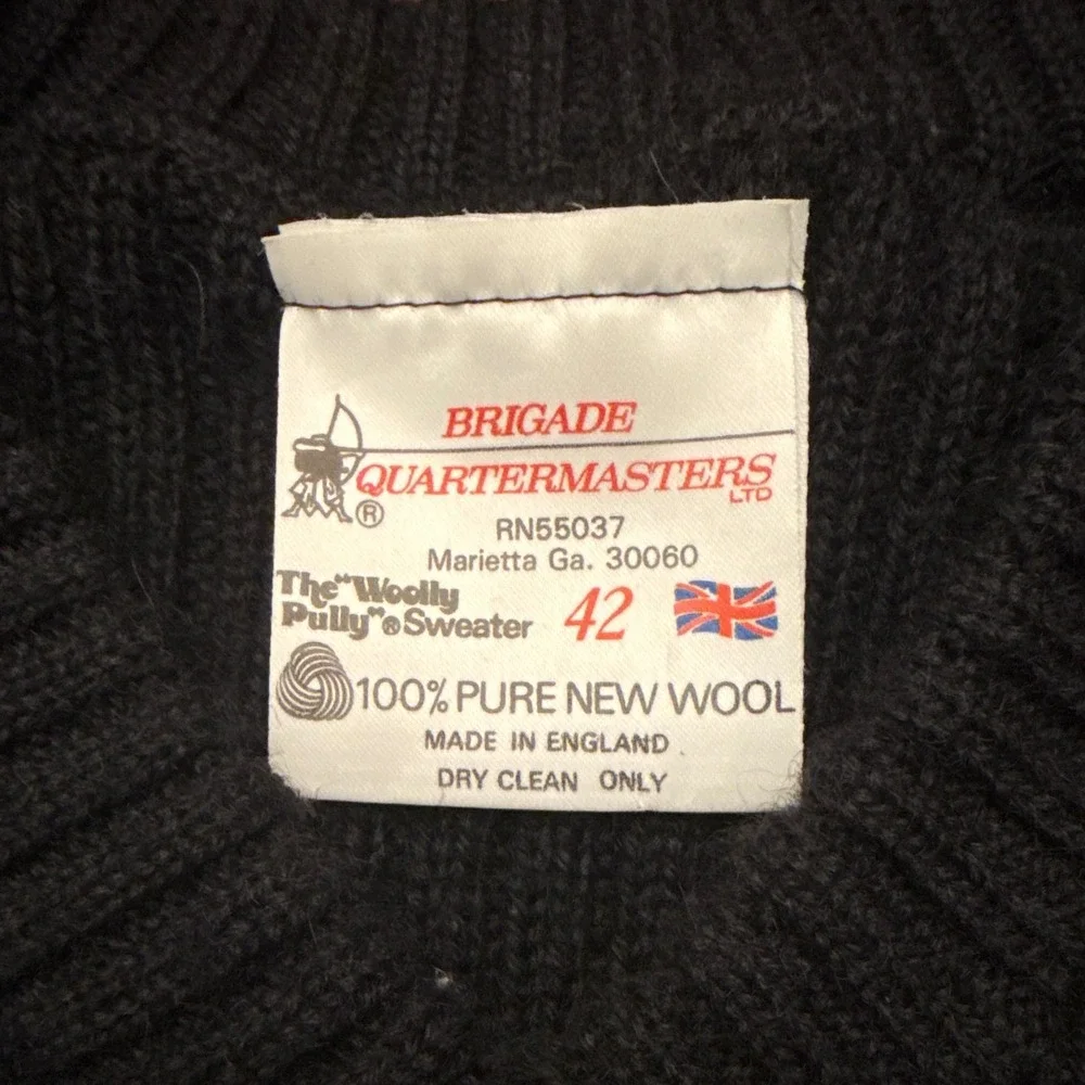 Brigade Quartermasters sweater men's 42 Woolly Pully black wool commando vintage